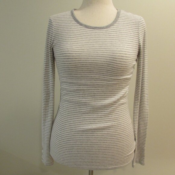 Gap Gray/White Striped Cotton StretchThermal Tee Small - Picture 3 of 16
